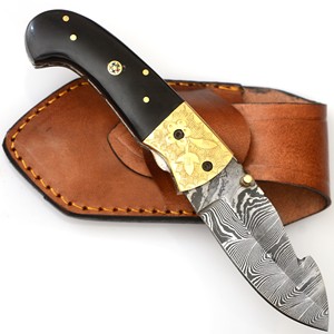 Venta al por mayor PRESTIGE BLADES personalizado de alta calidad OEM/ODM hecho a mano de acero de Damasco Drop Point Straight Edge cuchillo de caza al aire libre - Product Image 6