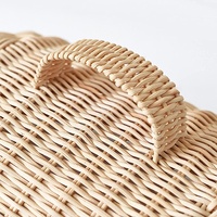 Ensemble de paniers à nourriture en rotin tressé écologiques - Plateau de service décoratif en osier avec couvercle pour le pain, les pâtisseries, les fruits