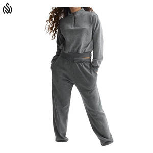 Ensembles d'hiver décontractés pour femmes de haute qualité, survêtement 100% coton, meilleure vente - Product Image 1