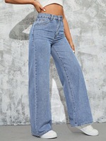 Peeqi D8751 Musim Gugur Grosir Celana Jeans Wanita Terbaru Motif Cetak Warna Solid Katun Ramah Lingkungan Dapat Dicuci Mesin Model Straight-leg Berhias Berlian Imitasi