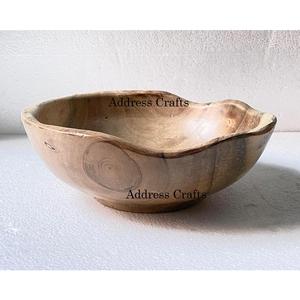 Factory Wholesale High Quality <b>Large</b> Wood Salad <b>Bowl</b> Natural Edges Solid Wood Fruit <b>Serving</b> <b>Bowl</b> Eco Material Salad Mixing <b>Bowl</b> - Product Image 5