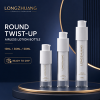 Flacon pompe airless rotatif rond 15ml 30ml 50ml en AS PP à double paroi pour emballage cosmétique de lotion et sérum
