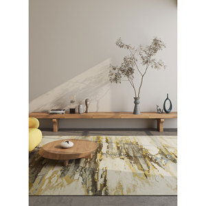 พรมทำมือจากขนสัตว์และใยวิสโคส รุ่น Taq-4305 รูปทรงสี่เหลี่ยมผืนผ้า หนา 10 มม. ลายเส้นนามธรรม สำหรับใช้ในบ้านและทางเดิน - Product Image 5