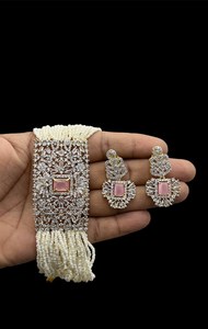 Ngọc lục bảo tự nhiên Ruby và Rose Quartz rạng rỡ cur đá quý tự nhiên đá Vòng cổ Brass Vòng cổ đa màu sắc phụ nữ đồ trang sức - Product Image 4