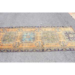 Alfombra de 3.2x9.1 pies, Alfombra Vintage, Alfombra Persa Azul - Product Image 3