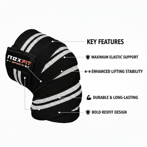 Bandes de genou pour la musculation REXFIT SPORTS, bandes de compression élastiques pour le soutien du genou, pour la musculation en salle de sport - Product Image 5
