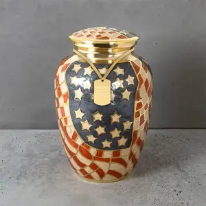 Mỹ cờ thiết kế nhôm hỏa Táng urn chất lượng hàng đầu thủ công hoàn thiện cho trang trí tang Lễ Phụ kiện kim loại urn
