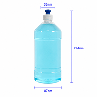 Flacon cylindrique en PET de 1000 ml avec bouchon à vis, recyclable, pour liquide vaisselle et produits ménagers, durée de vie 5 ans