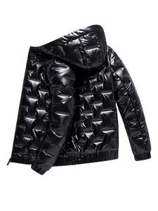 Fine Quality Customized Unisex Puffer Jacket 100%polyester Quilted Design Winter <b>Detachable</b> Hooded Windbreaker Stand Front Warm - Product Image 3