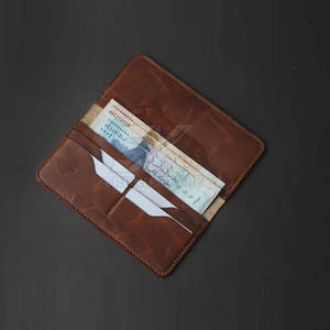 Vente directe en gros Portefeuille long à rabat en cuir à une seule couleur pour hommes Porte-cartes Portefeuille à pince à billets en cuir à rabat - Product Image 6