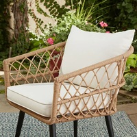Chaise en rotin tissé en osier Cadre en aluminium et table en teck avec chaise tissée d'extérieur en osier synthétique