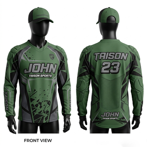 Premium 180 GSM Polyester Paintball Men Jersey Yellow Black Red Panel Design Sublimation Custom Logo <b>Padded</b> Elbow - Product Image 2