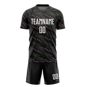 Best Design Men's Soccer Uniform Black Team Jersey with Automated Cutting 100% Polyester Quick Dry Customizable for Adults - Product Image 1