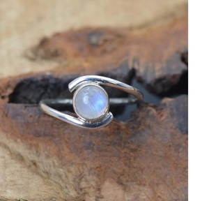 White Rainbow <b>Moonstone</b> <b>Ring</b> 925 Sterling Silver Natural Gemstone Handmade Jewelry Gift for Her - Product Image 1