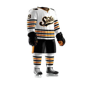 ชุดเครื่องแบบฮ็อกกี้น้ำแข็งสำหรับผู้ชายชุดพิมพ์ซับลิเมชันดีไซน์ใหม่สั่งทำได้สำหรับโรงงานพร้อมโลโก้ราคารวม - Product Image 5