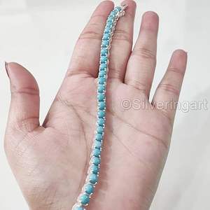 Women's <b>Bracelet</b> Natural Turquoise Gemstone December Birthstone anniversary Gift Handmade Jewelry 925 Sterling Silver <b>Bracelet</b> - Product Image 6