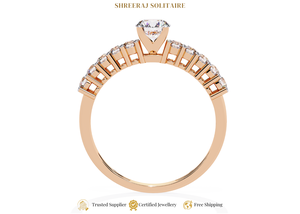 Elegante anillo de compromiso de diamantes cultivados en laboratorio de oro de 18 quilates con banda de pavé de diamantes de corte redondo, joyería nupcial para mujer, proveedor al por mayor - Product Image 4