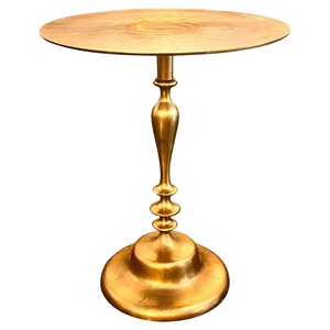 Mesa de centro redonda de Metal decorativa de latón AK, mesa de diseño moderno de mármol con acabado dorado para muebles de cafetería/muebles de habitación - Product Image 2