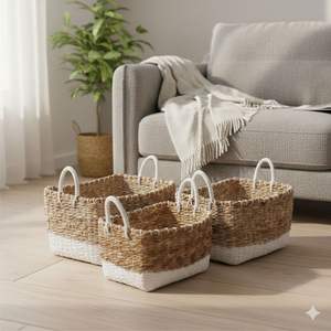 ชุดตะกร้าสี่เหลี่ยม 3 ใบ ทำจากใยมะพร้าว งานฝีมือ - Product Image 3