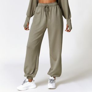 Women's High Waist Baggy Flared Sweatpants High Quality Embroidery Print <b>Decoration</b> <b>Winter</b> Casual Streetwear Solid Pattern - Product Image 3