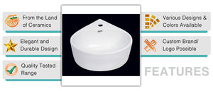 Professionnels dans la vente de qualité supérieure brillant fini blanc céramique forme ronde monotrou mur accroché petit lavabo - Product Image 3