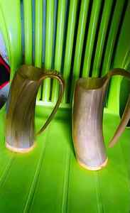 Tallado a mano Cuerno MUG Beber Cuerno Taza pulida Beber SEGURO - Product Image 4