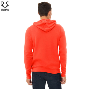 Sweat-shirt à capuche rouge pour homme, coupe classique, en molleton de coton, couleur unie, avec poche, pour l'automne - Product Image 3