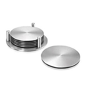 Ensemble de sous-verres ronds en acier inoxydable, sous-verres pour table basse, sous-verres pour protection de table pour ferme - Product Image 2