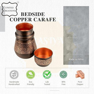 Bouteille d'eau en cuivre pur pour boire de l'eau en métal bouteille en cuivre pur carafe d'eau en cuivre faite à la main unique - Product Image 4