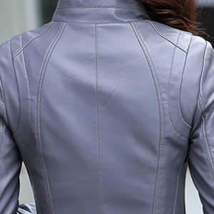 Chaqueta de cuero informal para mujer con cremallera manga larga prendas de vestir exteriores elegantes perfectas para trajes de Otoño Invierno - Product Image 5