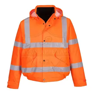 Winter Wear High Visibility Jacket Reflective Tape Safety Security Working Jackets for Men's