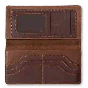Portefeuille pour hommes en cuir souple Offre Spéciale vente en gros porte-cartes personnalisé mince de haute qualité marron clair Crazy Horse Long portefeuille pour hommes - Product Image 2
