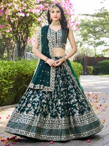 Ropa de boda de calidad superior Diseñador exclusivo Dola Seda Jacquard con bordado Zari Trabajo Lehenga Choli - Product Image 5