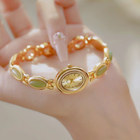 Montre-bracelet tendance pour femme, mouvement à quartz, bracelet en métal, forme ovale compacte de 27 mm, fermeture à boucle, vente en gros