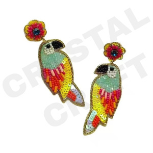 Boucles d'oreilles pendantes à la mode bouteille rose nouveauté perles faites à la main transfrontalières or à la mode créatives pour les fêtes Style chrétien - Product Image 3