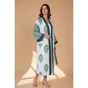 Pure Cotton Handblock Kimono Indian Printed Summer House <b>Robe</b> Boho <b>Beach</b> Coverup Kaftan Bridesmaid Maternity Swimsuit Cover Ups - Product Image 5