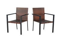 Chaise de jardin en rotin PE simple BeNK avec structure en acier, chaise minimaliste en osier pour patio extérieur, cour, parc, villa, hôtel