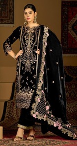 Neeta Creation Elegant Velvet Salwar Kameez Intricate Embroidery Handwork Traditional Party Wear Wrinkle-Free Quick-Dry - Product Image 3