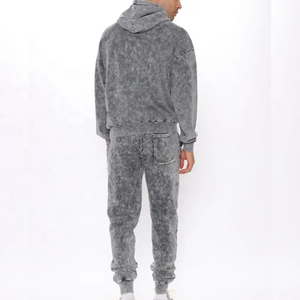 Vintage Acid Wash Men's <b>Tracksuit</b> Set Custom Logo Heavyweight Fleece Hoodie Oversized Jogging Suit <b>Retro</b> Distressed <b>Tracksuits</b> - Product Image 2