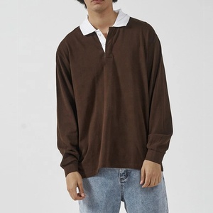 Sweat-shirts surdimensionnés en jersey de coton pour hommes, polo de rugby personnalisé de haute qualité, chemise de rugby pour hommes - Product Image 1