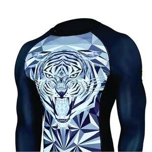 Sublimation 87% Polyester 13% Elastane <b>Mock</b> <b>Neck</b> 4-way Stretch Dual-layer Fabric Fast-drying Compression Shirts Rash Guard MMA - Product Image 3