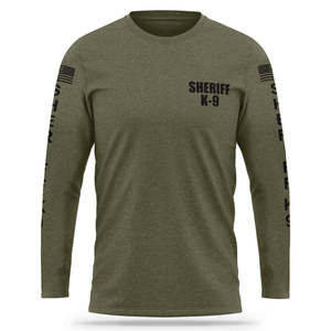 Camiseta de cuello redondo de rendimiento para hombre Sheriff K9, básica, esencial, suave, clásica, de manga larga, transpirable, ajustada, diseño de cuello redondo - Product Image 1