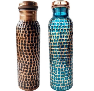 Botella de agua de cobre martillado con logotipo OEM, vaso a prueba de fugas con beneficios para la salud, vasos de cobre puro - Product Image 3