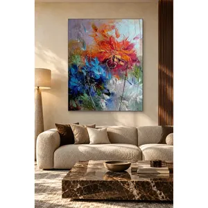 Impression sur toile Fida : Fleur d'oranger parmi des feuilles bleues - Product Image 1