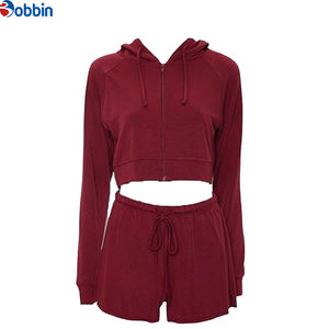 Women Crop <b>Top</b> and <b>Short</b> Set Long for Women Crop <b>Top</b> and <b>Short</b> Set Long <b>Sleeve</b> Zipper Cropped Hoodie Sets for Women Customized - Product Image 5