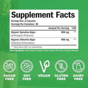 แคปซูลคลอเรลล่า อัลฟัลฟ่า สไปรูลิน่า ออร์แกนิค แคปซูลสไปรูลิน่า แคปซูลสไปรูลิน่าสำหรับดีท็อกซ์และทำความสะอาดร่างกาย - Product Image 2