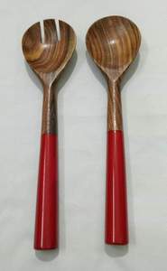 Cuchara y tenedor de madera para servir ensaladas, con asas de resina, ideal para decoración del hogar y suministros de cocina, tiendas para reventa - Product Image 4