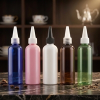 Bouteille Boston en PET de 100 ml (3,3 oz) pour cosmétiques, sérums, huiles capillaires, avec bouchon à vis et impression sérigraphiée, pour nettoyants visage - Vente en gros