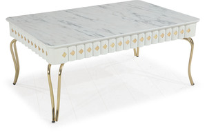 Mesa de Centro Gokce de Lujo Moderna, Fabricada en MDF y Metal, Estilo Antiguo, Duradera, Fácil de Montar, Mueble Contemporáneo para Sala de Estar, 2 Años de Garantía - Product Image 5