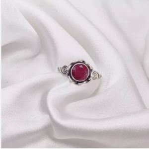 แหวนอัญมณีทับทิม925เงินสเตอร์ลิงเครื่องประดับวินเทจของขวัญสำหรับวันวาเลนไทน์แหวนทับทิมน้ำหนักเบา - Product Image 4